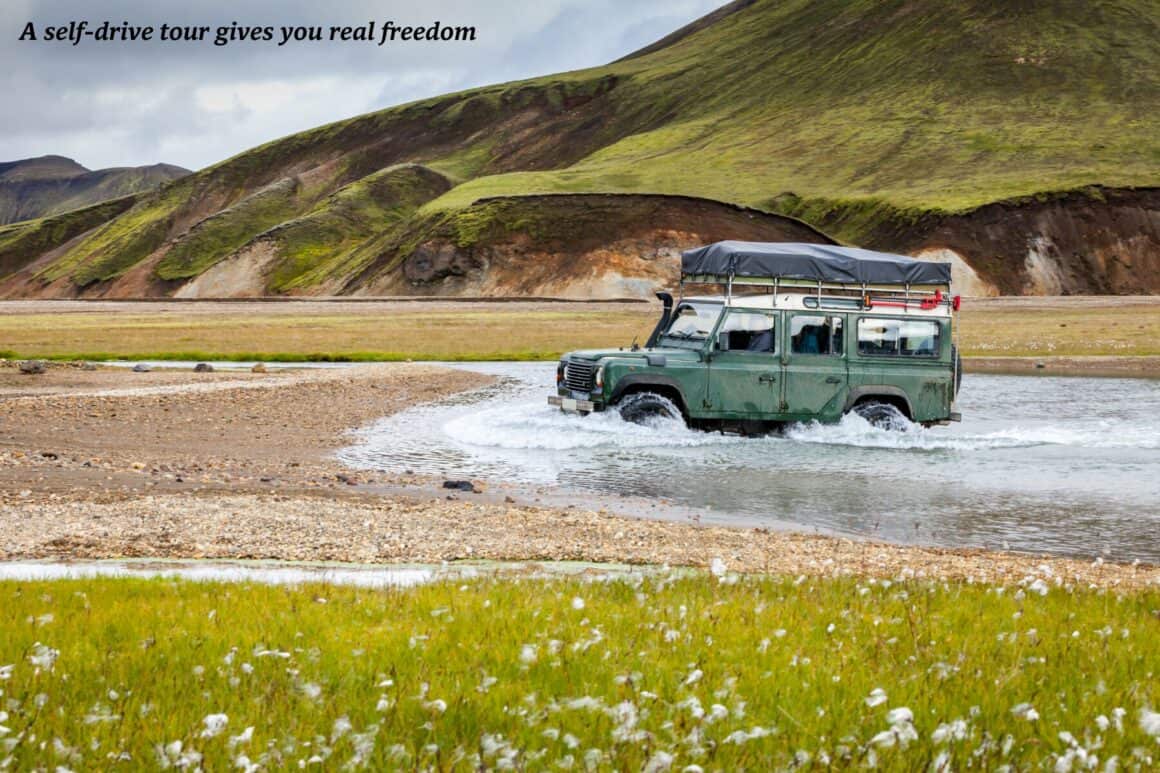 4x4 driving through a lake in Iceland 