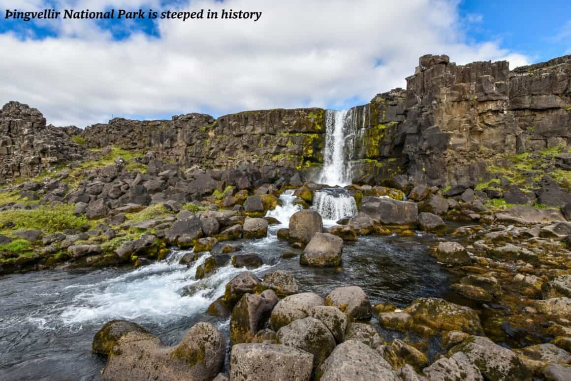 Waterfall in Þingvellir National Park, self-drive Iceland 