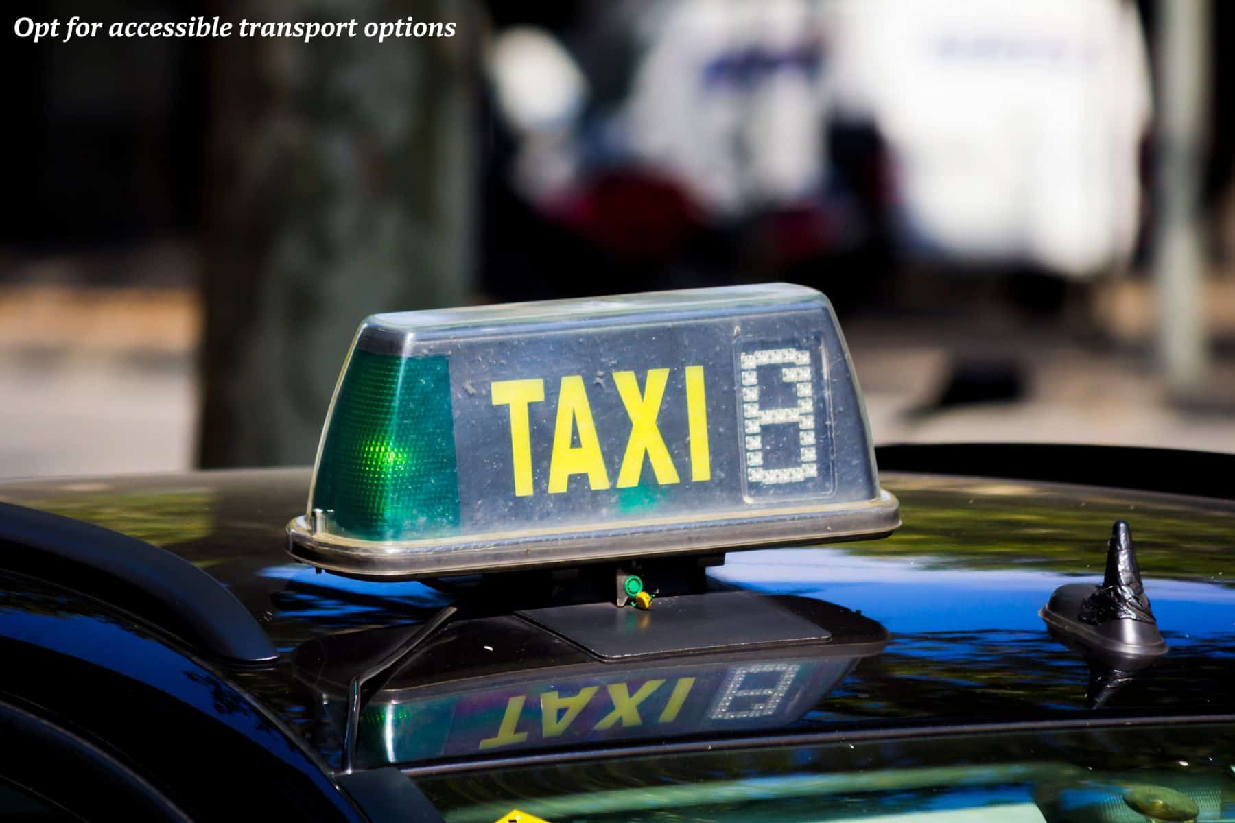 Taxi sign on top of a car in Europe - travel with a medical condition 