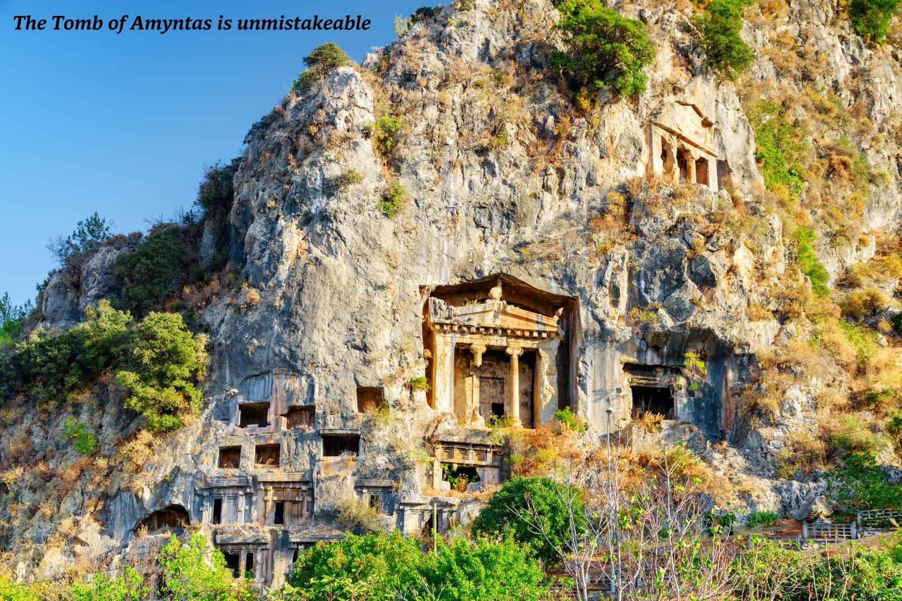 The Tomb of Amyntas in Fethiye, Turkey - coast of Turkey 